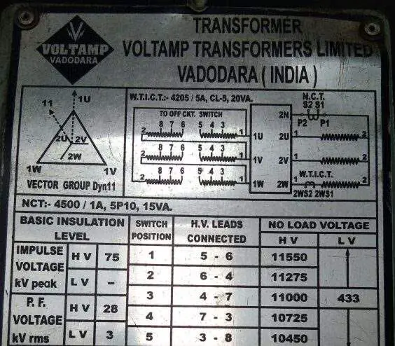 Transformer Name Plate Details Fully Explained Electrical4u