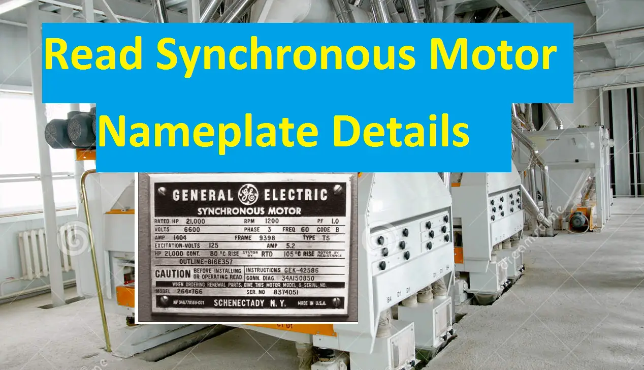 Synchronous Motor Name Plate details