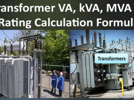 Transformer VA, kVA, MVA Calculator & Rating Calculation Formula