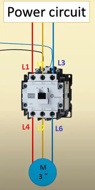 contactor with three phase Motor