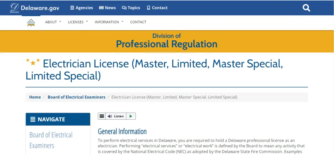 Get Electrical Contractor License In Delaware Requirements Form   Delaware Home Page Png 1068x496 